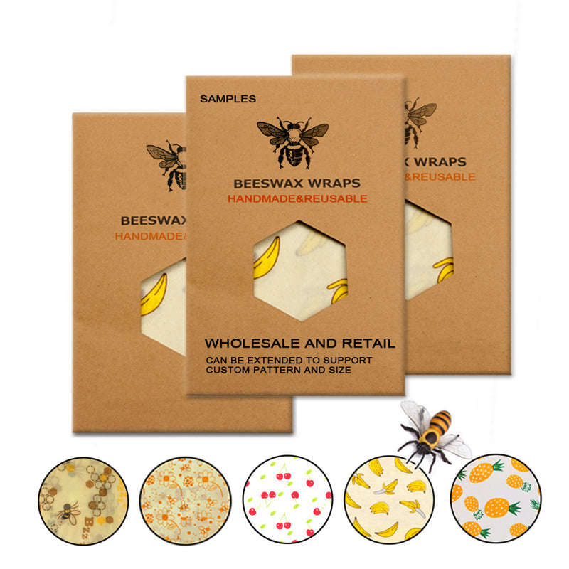 Eco Friendly Reusable Food Wraps Food Fresh Keeping Storage Organic Beeswax Cloth Wrap Cling Wrap Custom Made Pattern