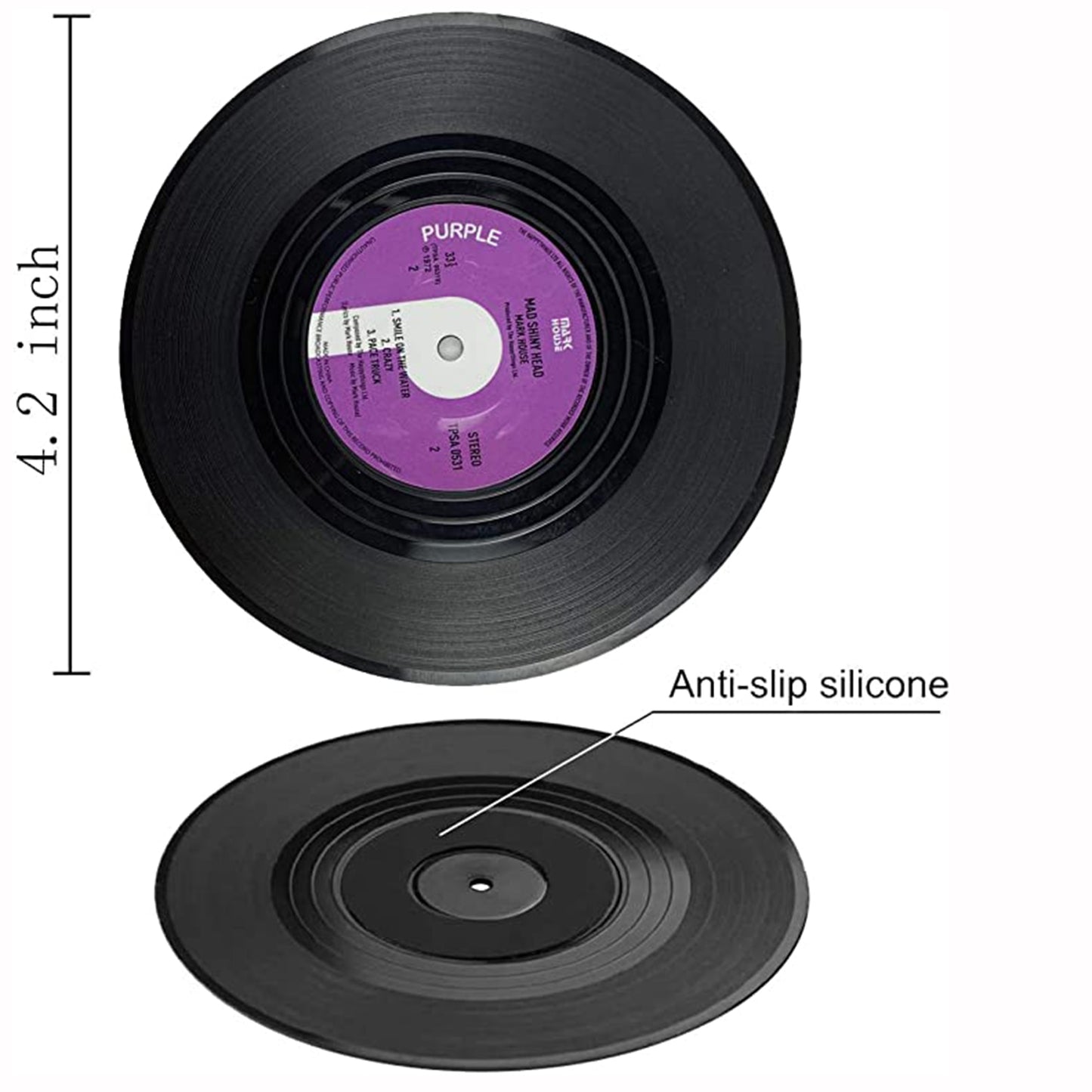Awesome 6pcs Vinyl Disk Coasters With Vinyl Record Player Holder