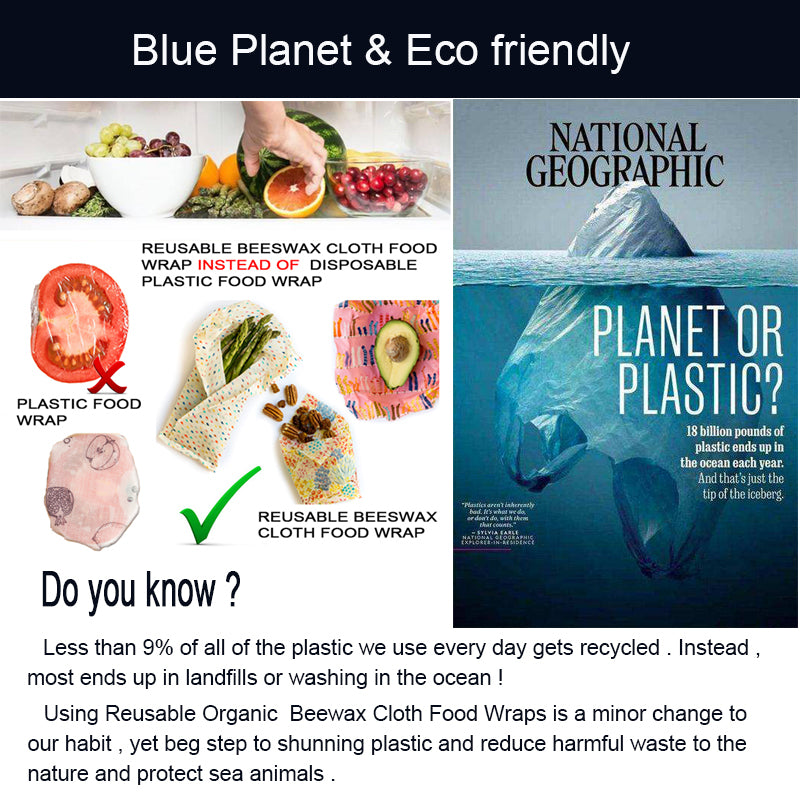Eco Friendly Reusable Food Wraps Food Fresh Keeping Storage Organic Beeswax Cloth Wrap Cling Wrap Custom Made Pattern