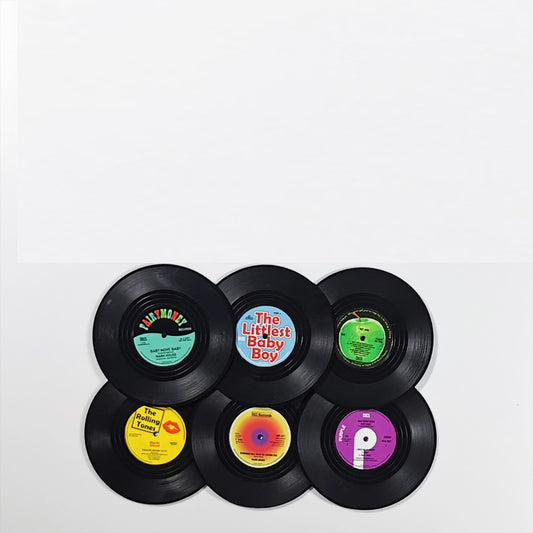 Awesome 6pcs Vinyl Disk Coasters With Vinyl Record Player Holder